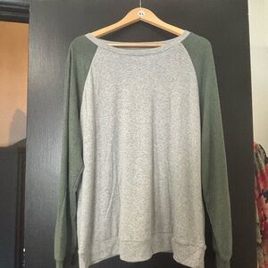 Gray and Green Raglan Sweatshirt